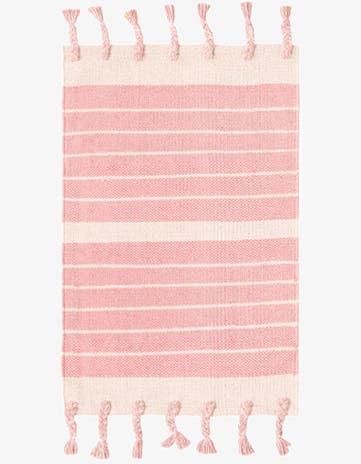 Pink and White Hand Woven Chindi Cotton Rug