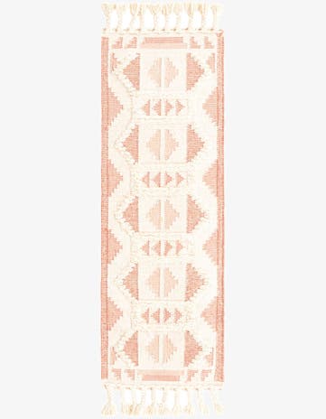 Pink and White Hand Woven Arizona Wool Runner Rug