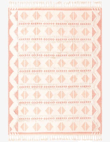 Pink and White Hand Woven Arizona Wool Square Rug