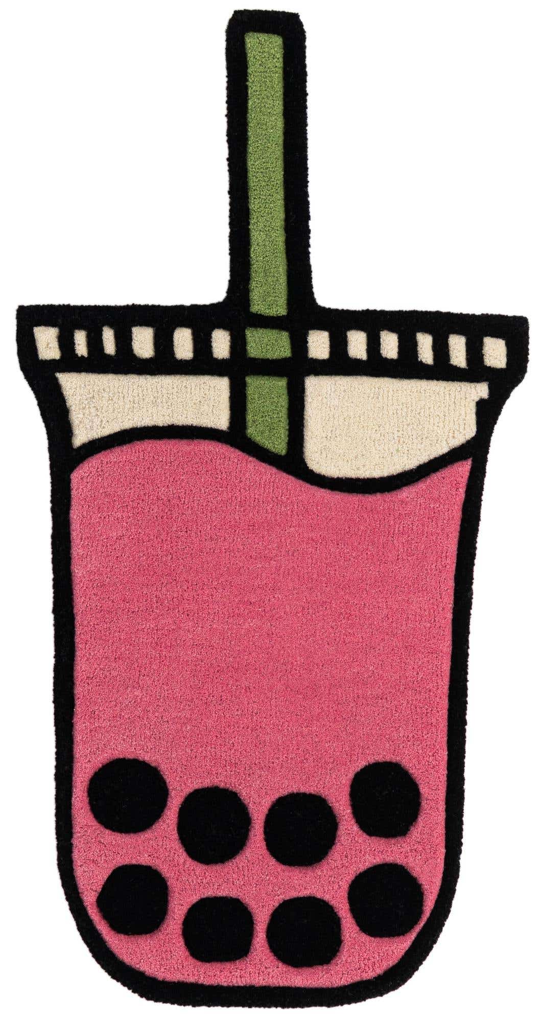 1' 7 x 3' 1 Happy Rugs Boba Tea Wool Freeform