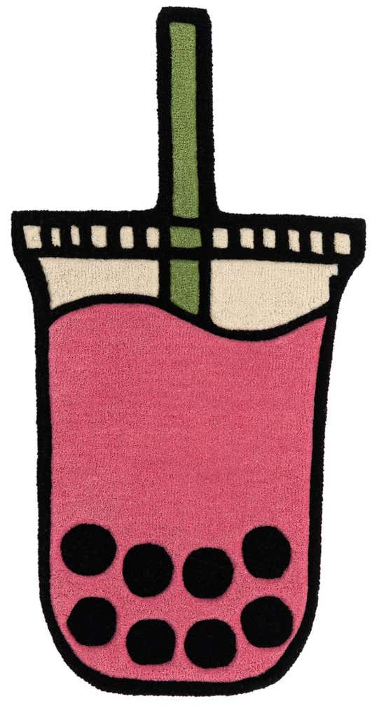 1' 7 x 3' 1 Happy Rugs Boba Tea Wool Freeform