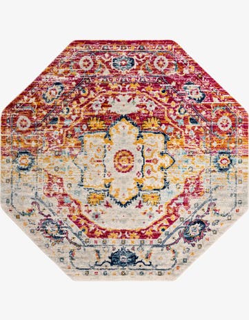 Pink Gray Madeline Vintage Octagon Rug