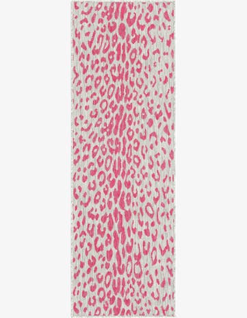 Pink Gray Easy-Clean Safari Indoor / Outdoor Runner Rug