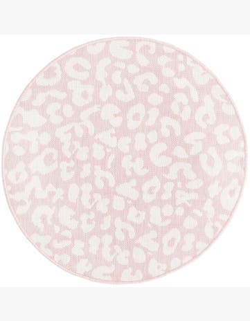 Pink Ivory Easy-Clean Safari Indoor / Outdoor Round Rug