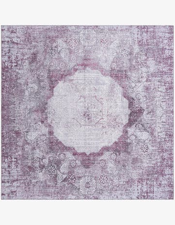 Pink Ivory Washable Yara Square Rug