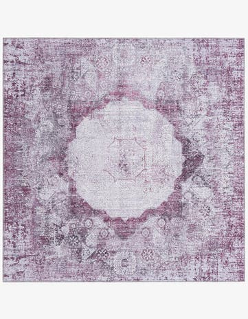 Pink Ivory Washable Yara Square Rug