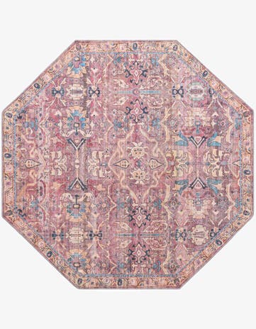 Pink Washable Nostalgia Octagon Rug