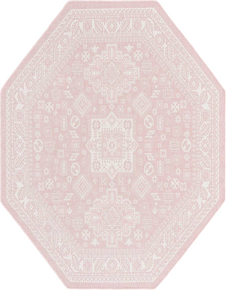 Detail image of 7' 10 x 7' 10 Easy-Clean Aztec Indoor / Outdoor Octagon Rug