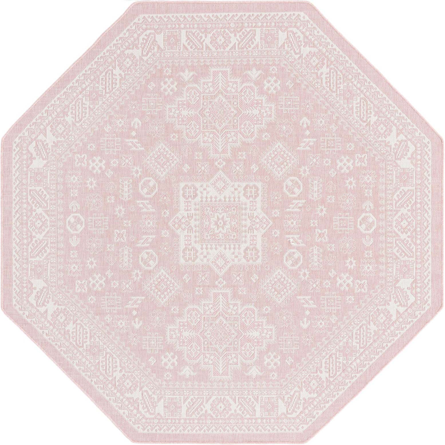 7' 10 x 7' 10 Easy-Clean Aztec Indoor / Outdoor Octagon Rug