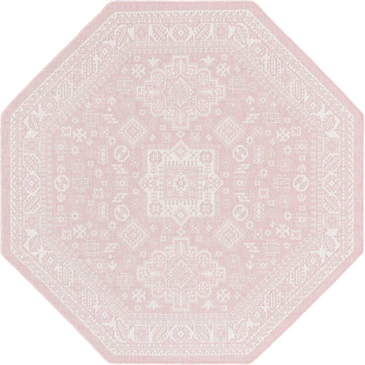 Detail image of 7' 10 x 7' 10 Easy-Clean Aztec Indoor / Outdoor Octagon Rug