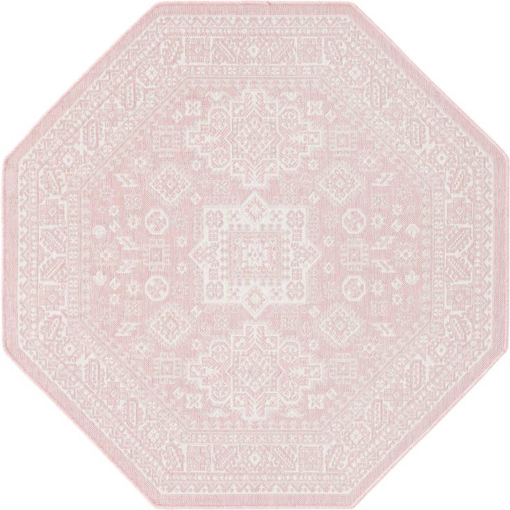 Detail image of 5' 3 x 5' 3 Easy-Clean Aztec Indoor / Outdoor Octagon Rug