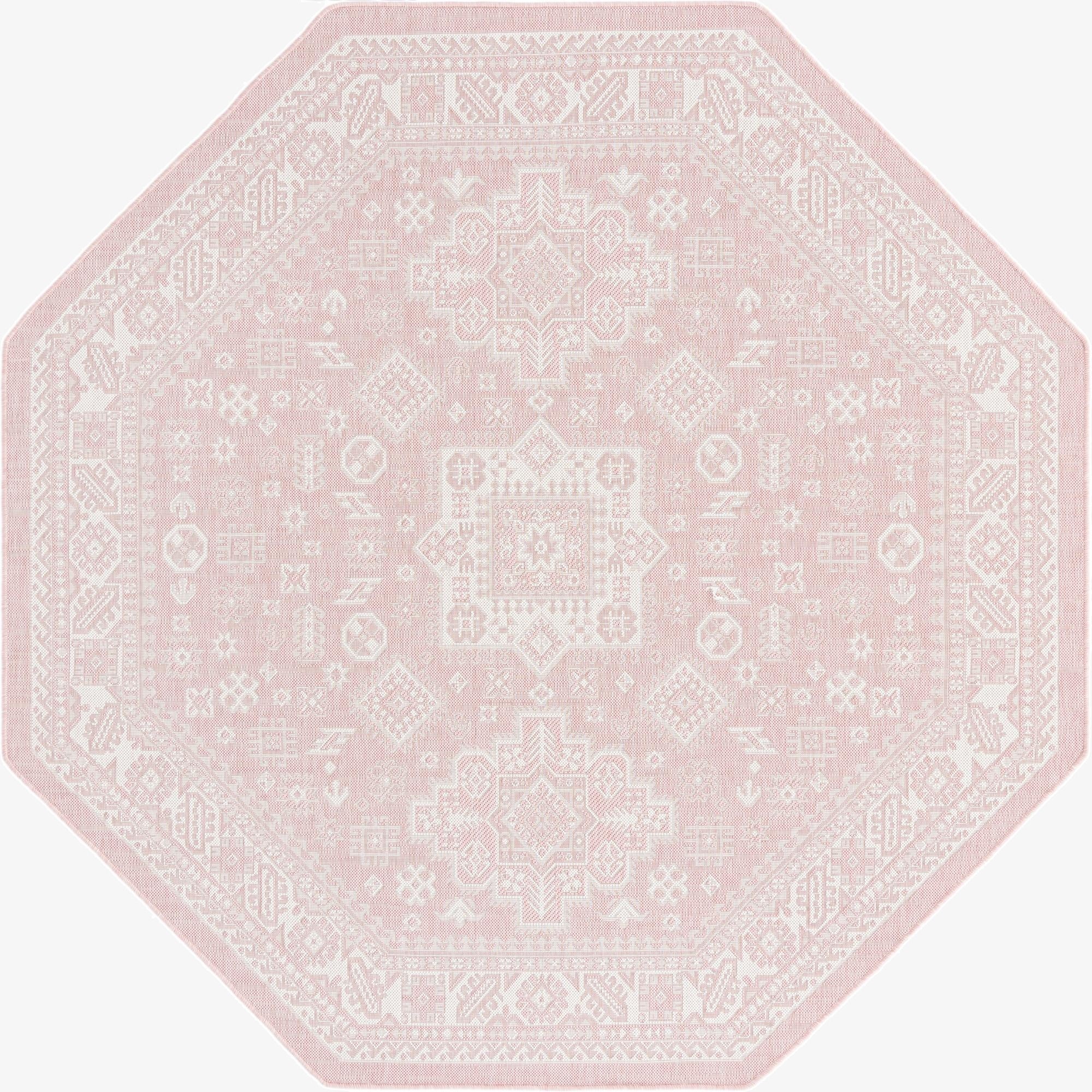 7' 10 x 7' 10  Washable Aztec Indoor / Outdoor Octagon Rug
