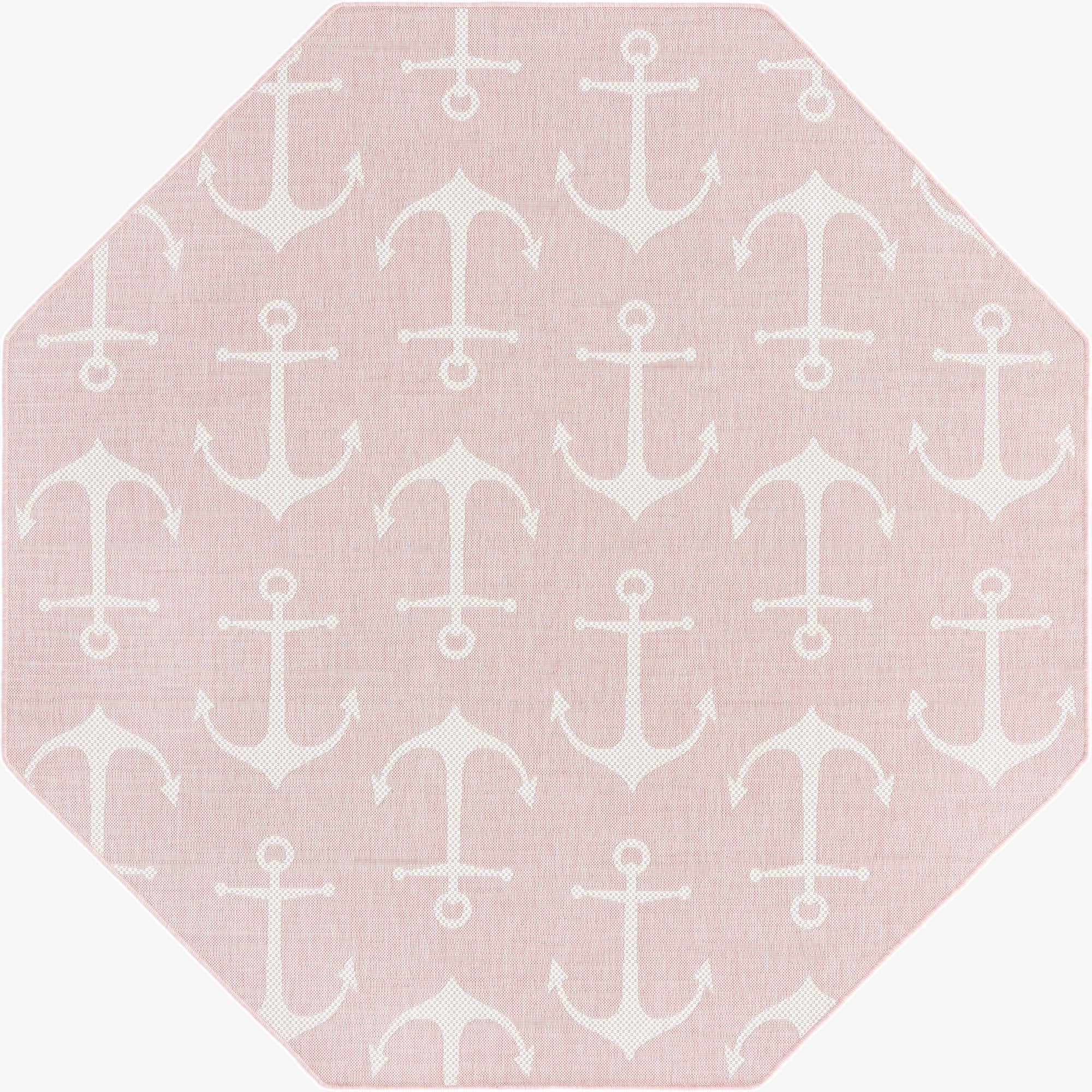 7' 10 x 7' 10  Washable Coastal Indoor / Outdoor Octagon Rug