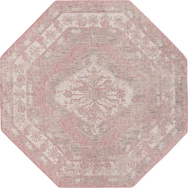 7' 10 x 7' 10 Easy-Clean Traditional Indoor / Outdoor Octagon Rug