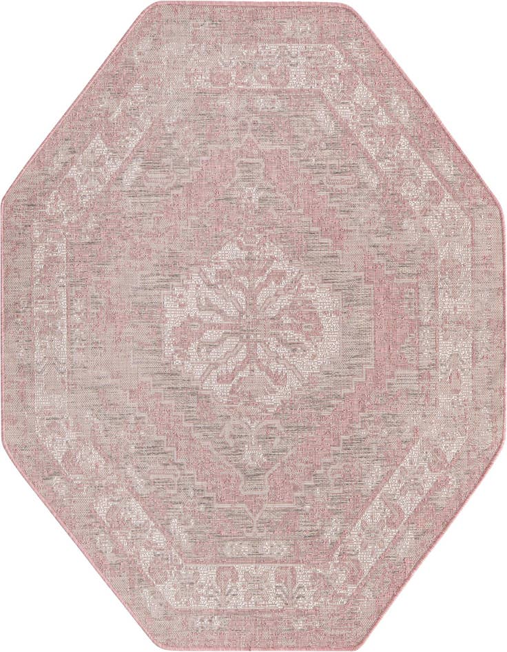 Detail image of 5' 3 x 5' 3 Easy-Clean Traditional Indoor / Outdoor Octagon Rug