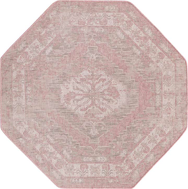 5' 3 x 5' 3 Easy-Clean Traditional Indoor / Outdoor Octagon Rug