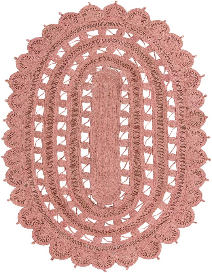 Detail image of 5' 1 x 8'  Hand Braided Jute Oval Rug