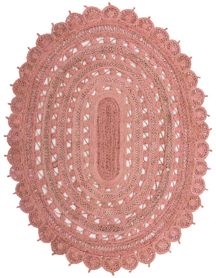 Detail image of 7' 10 x 10'  Hand Braided Jute Oval Rug