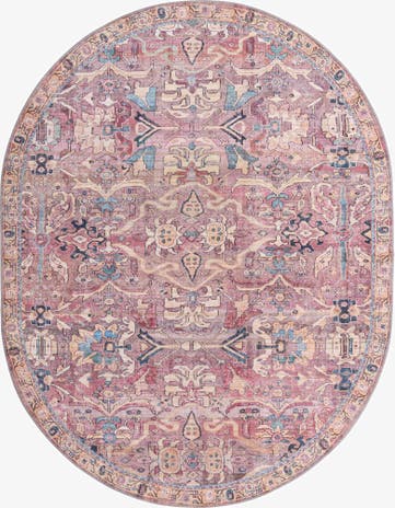 Pink Washable Nostalgia Oval Rug