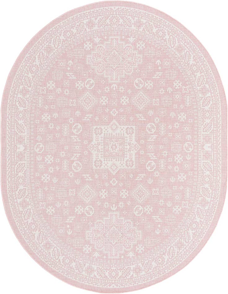 Detail image of 7' 10 x 10' Easy-Clean Aztec Indoor / Outdoor Oval Rug