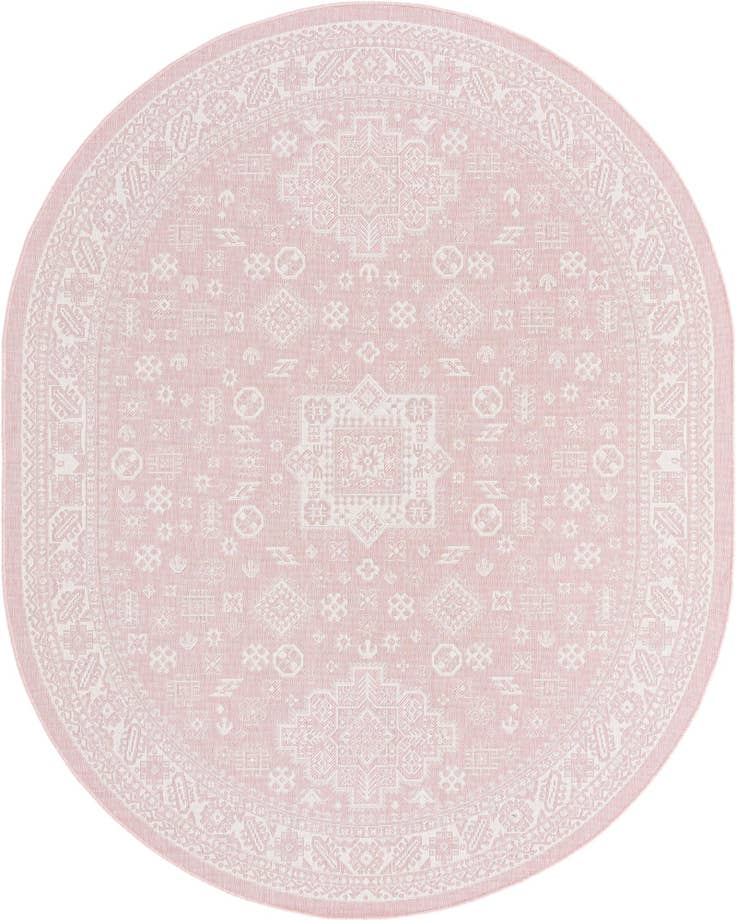 Detail image of 7' 10 x 10' Easy-Clean Aztec Indoor / Outdoor Oval Rug