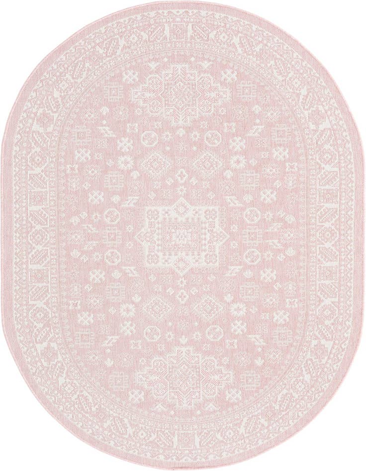 Detail image of 5' 3 x 8' Easy-Clean Aztec Indoor / Outdoor Oval Rug