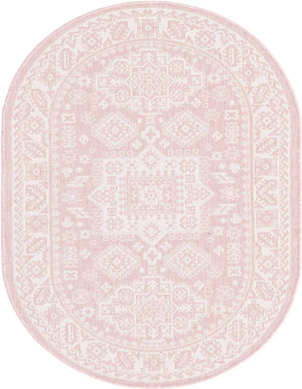 3' x 5' 3 Easy-Clean Aztec Indoor / Outdoor Oval Rug