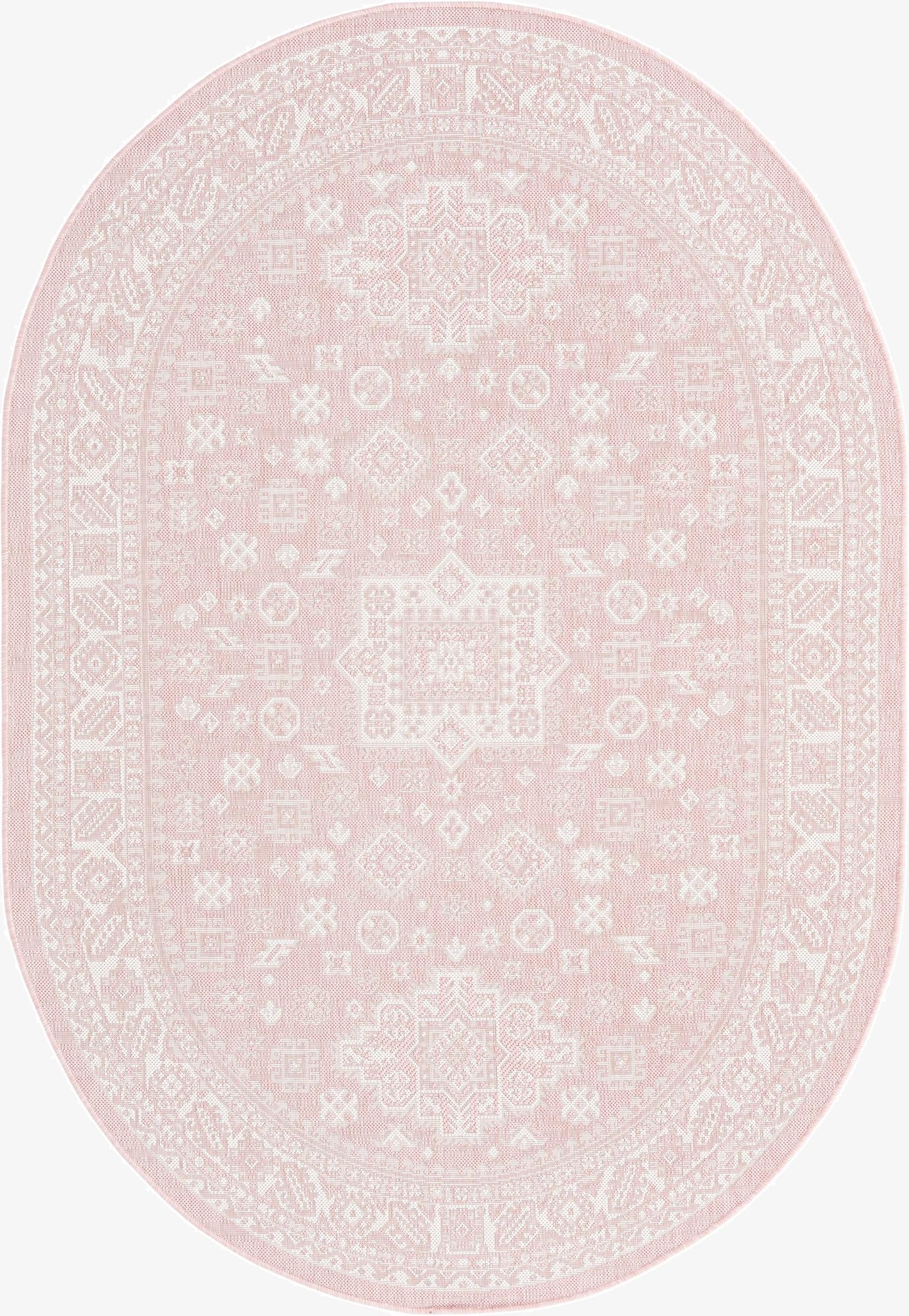 Primary image 5' 3 x 8'  Washable Aztec Indoor / Outdoor Oval Rug