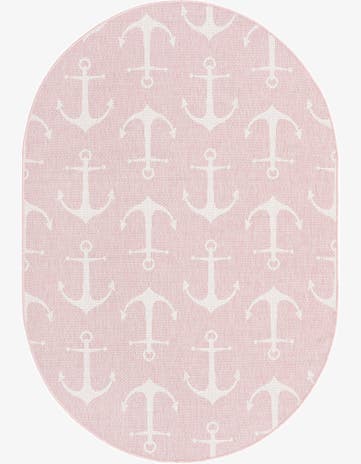 5' 3 x 8' Easy-Clean Coastal Indoor / Outdoor Oval Rug