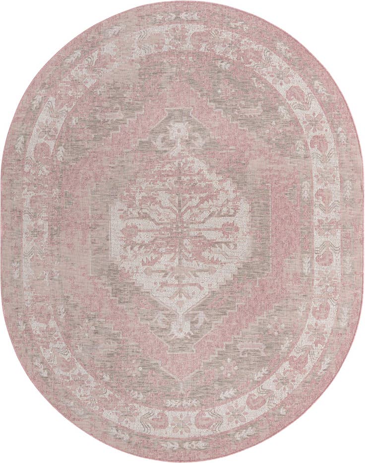 Detail image of 7' 10 x 10' Easy-Clean Traditional Indoor / Outdoor Oval Rug
