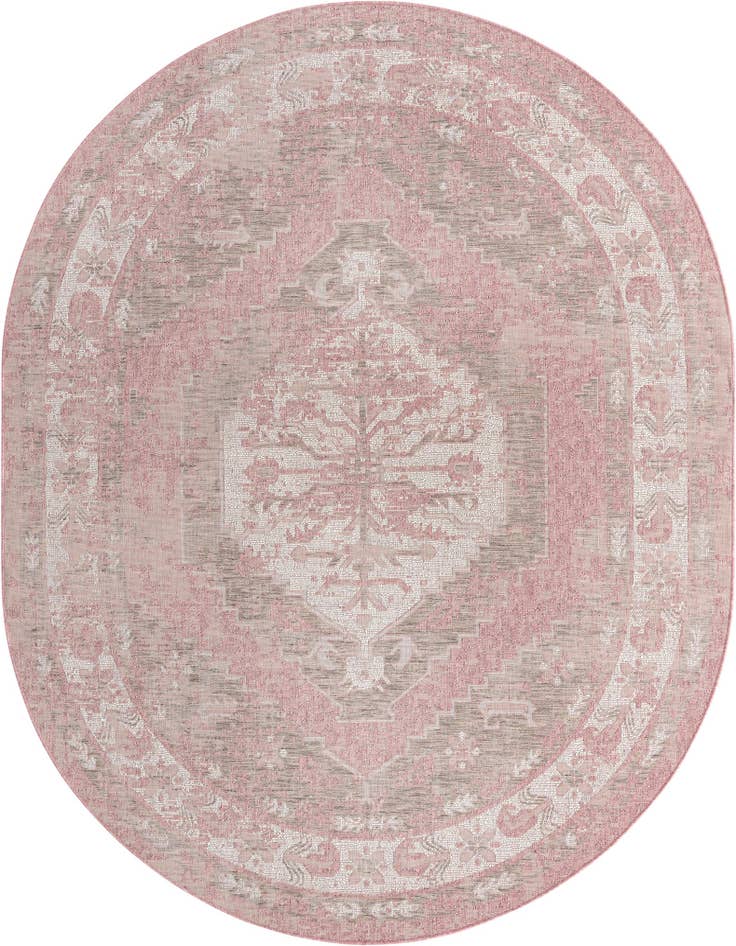 Detail image of 5' 3 x 8' Easy-Clean Traditional Indoor / Outdoor Oval Rug