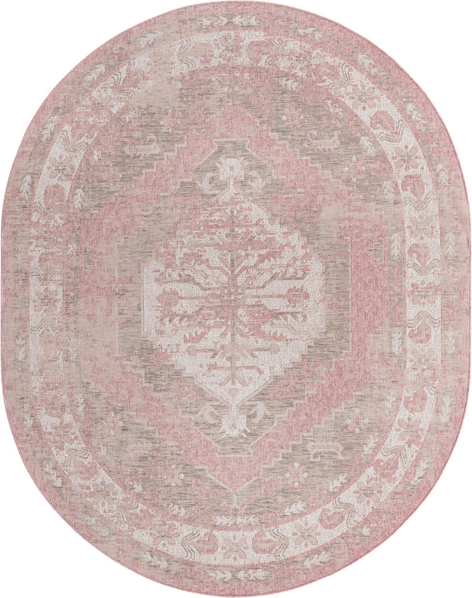 5' 3 x 8' Easy-Clean Traditional Indoor / Outdoor Oval Rug