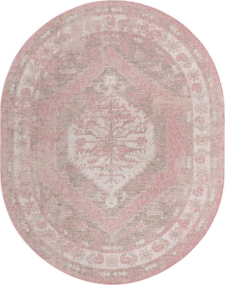 5' 3 x 8' Easy-Clean Traditional Indoor / Outdoor Oval Rug