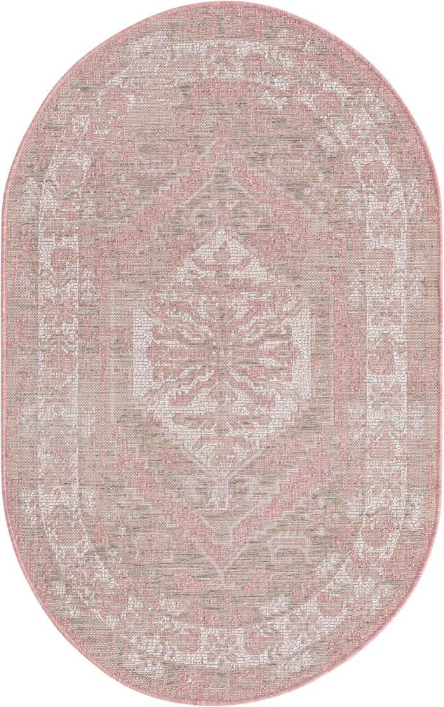 3' x 5' 3 Easy-Clean Traditional Indoor / Outdoor Oval Rug