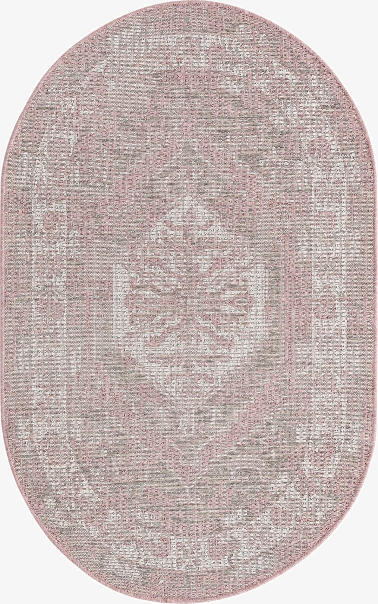3' x 5' 3  Washable Traditional Indoor / Outdoor Oval Rug