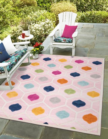Pink Easy-Clean Aruba Indoor / Outdoor Rug