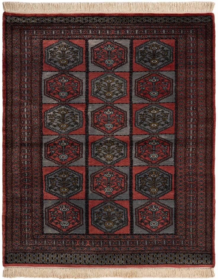 Detail image of 4' 4 x 6' 4 Hand Knotted Bokhara Oriental Wool Rug