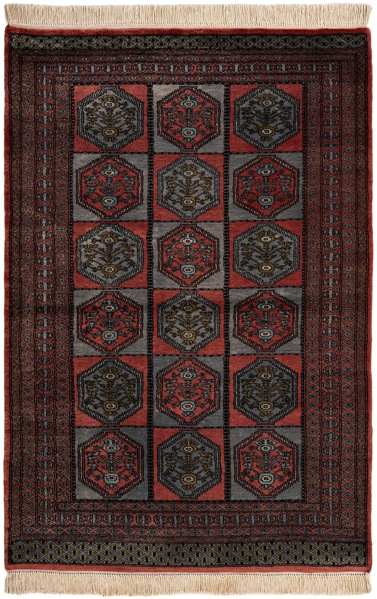 4' 4 x 6' 4 Hand Knotted Bokhara Oriental Wool Rug