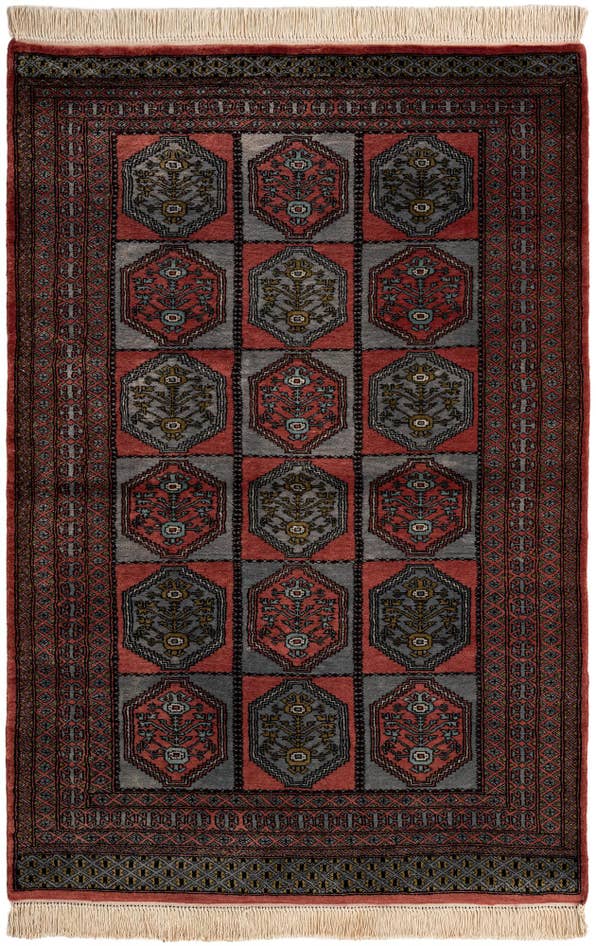 Detail image of 4' 4 x 6' 4 Hand Knotted Bokhara Oriental Wool Rug