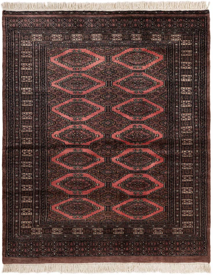 Detail image of 4' 2 x 5' 9 Hand Knotted Bokhara Oriental Wool Rug