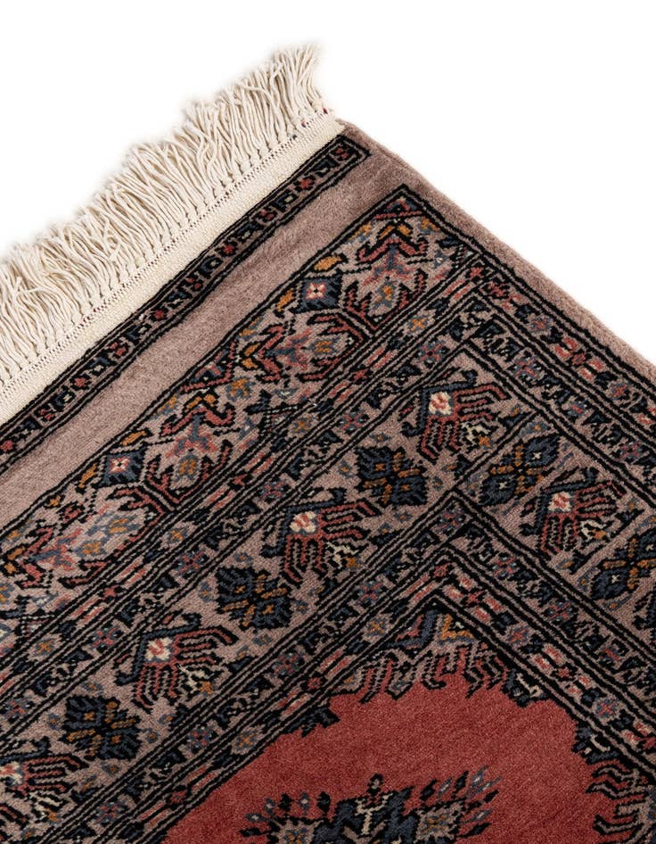 Detail image of 4' 1 x 6' 1  Hand Knotted Bokhara Oriental Wool Rug