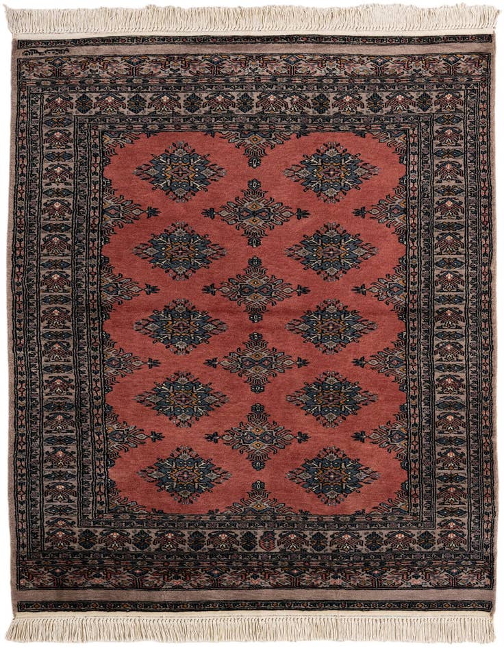Detail image of 4' 1 x 6' 1 Hand Knotted Bokhara Oriental Wool Rug