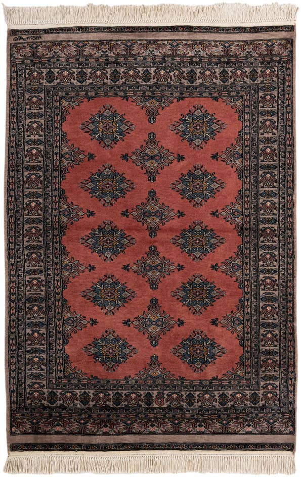 Detail image of 4' 1 x 6' 1 Hand Knotted Bokhara Oriental Wool Rug