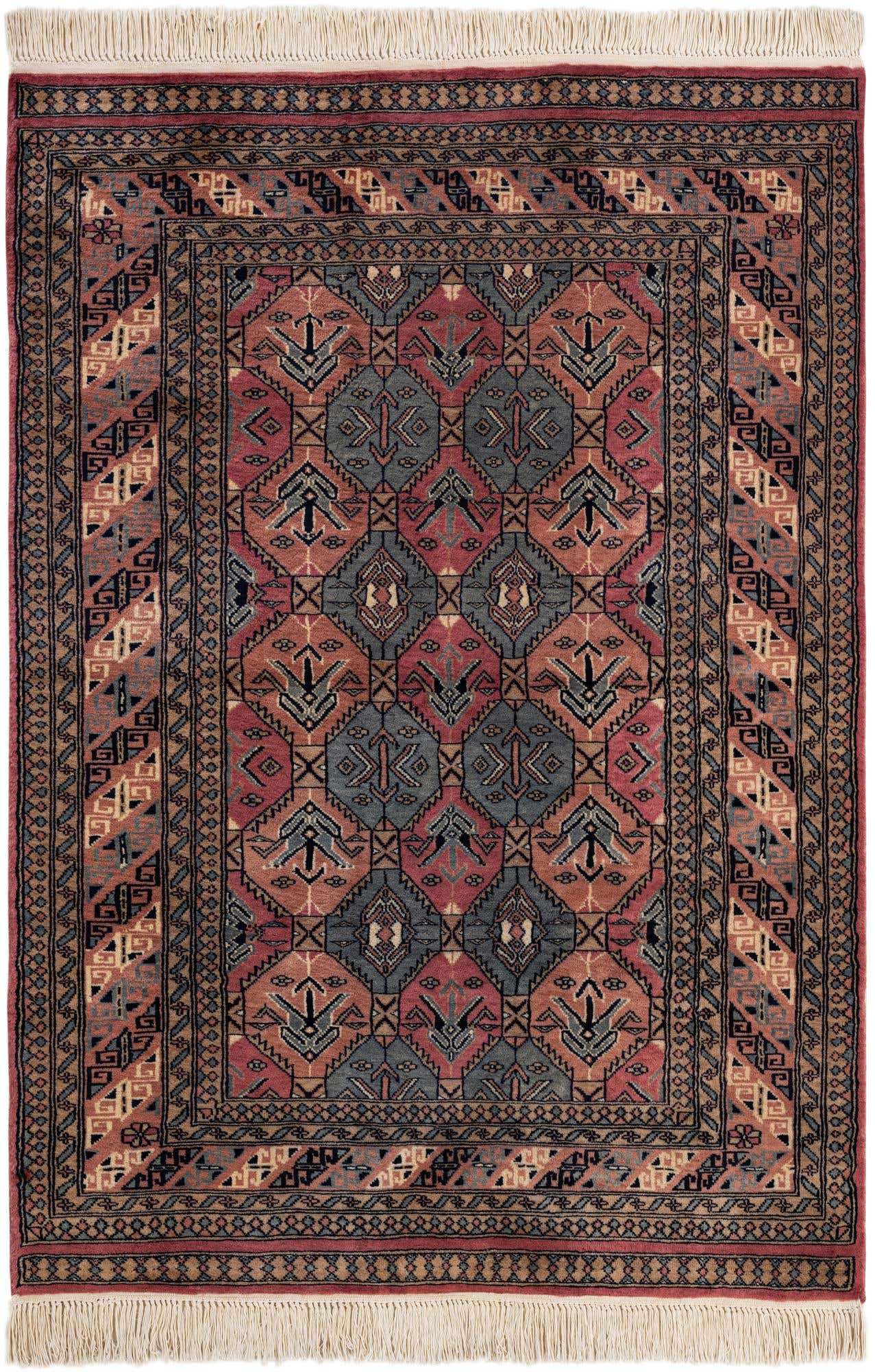 4' 3 x 5' 11 Hand Knotted Bokhara Oriental Wool Rug