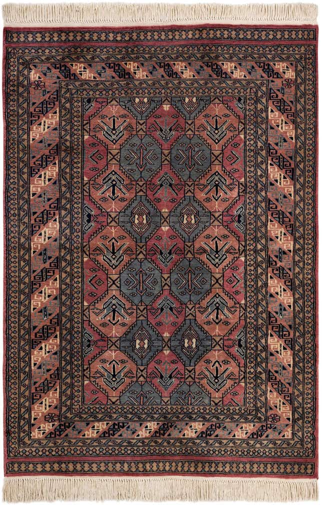 4' 3 x 5' 11 Hand Knotted Bokhara Oriental Wool Rug
