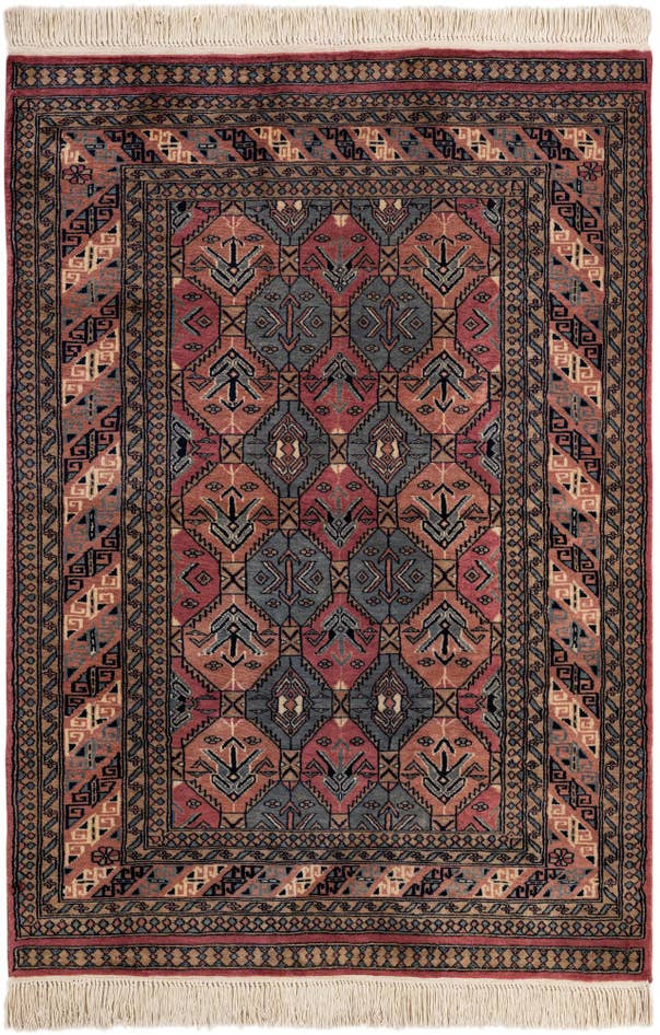 Detail image of 4' 3 x 5' 11 Hand Knotted Bokhara Oriental Wool Rug