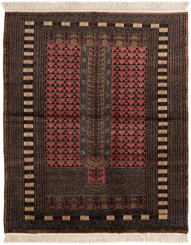 Detail image of 4' 3 x 5' 11 Hand Knotted Bokhara Oriental Wool Rug
