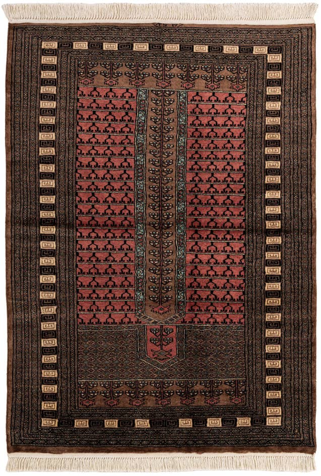 Detail image of 4' 3 x 5' 11 Hand Knotted Bokhara Oriental Wool Rug
