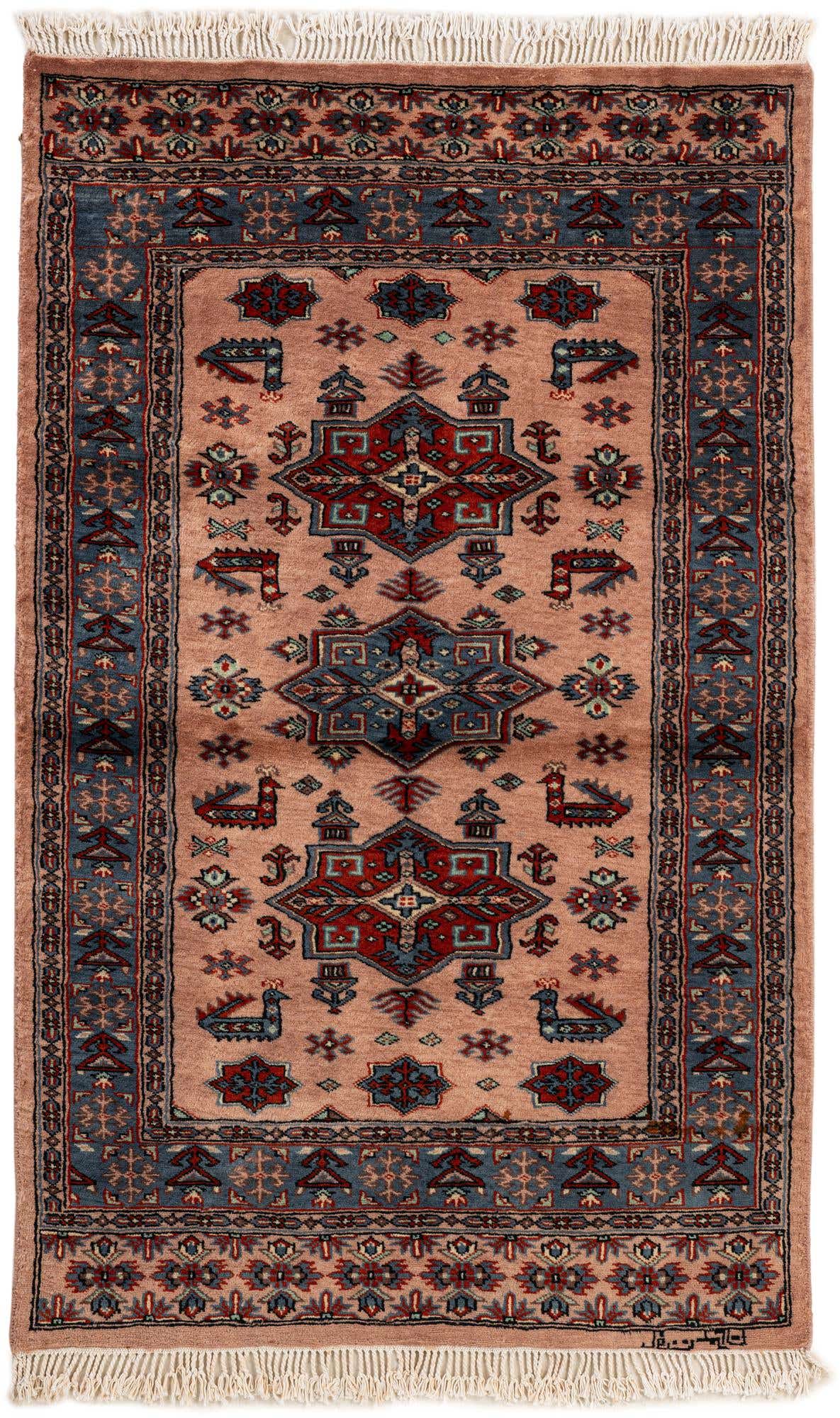 3' 2 x 5' 2 Hand Knotted Bokhara Oriental Wool Rug