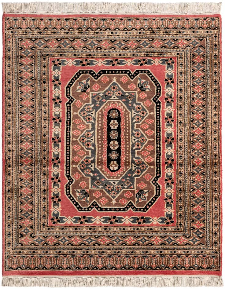Detail image of 4' 1 x 6' Hand Knotted Bokhara Oriental Rug